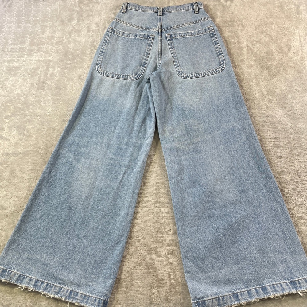 FRAME Jeans The Skater Womens 24 Blue Light Wash High Rise Wide Leg Baggy Boho - Picture 10 of 13